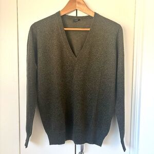 New Joseph Holiday cashmere metallic lurex v-neck, size small sweater